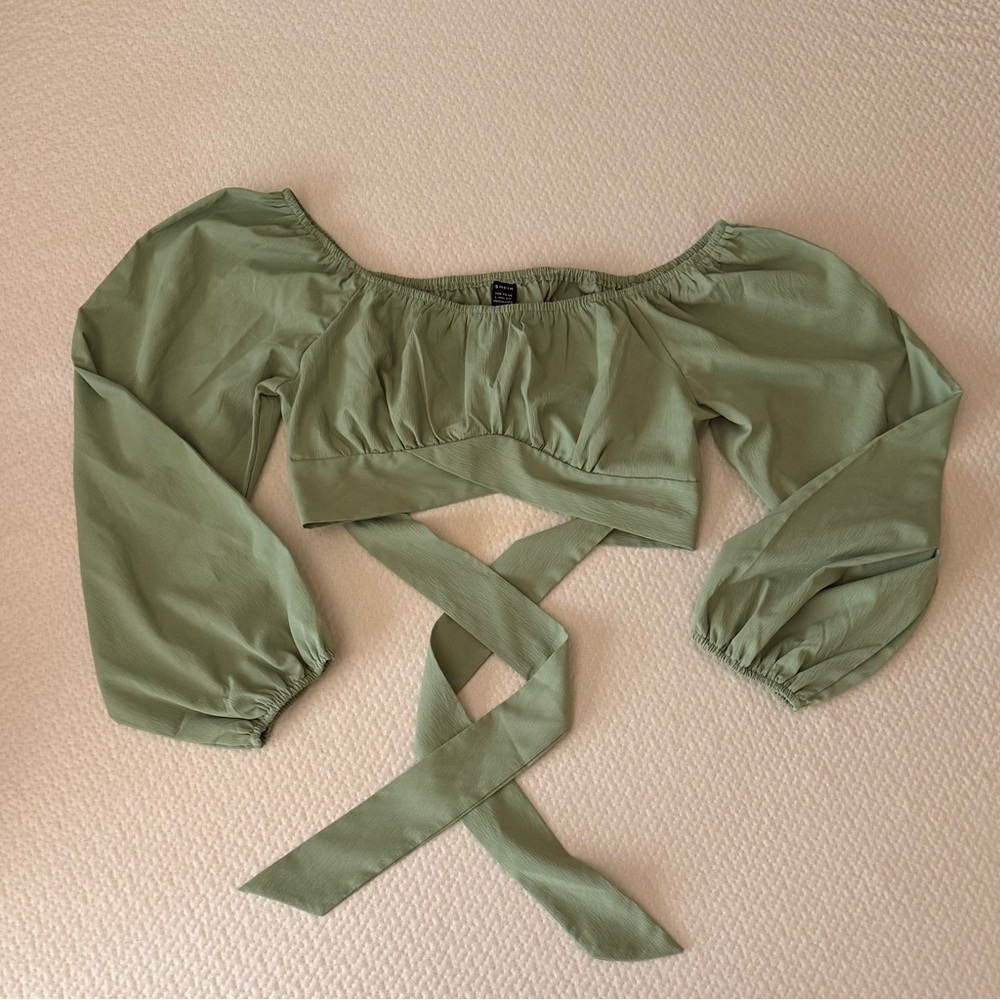 SHEIN Sage Green Off-Shoulder Blouse